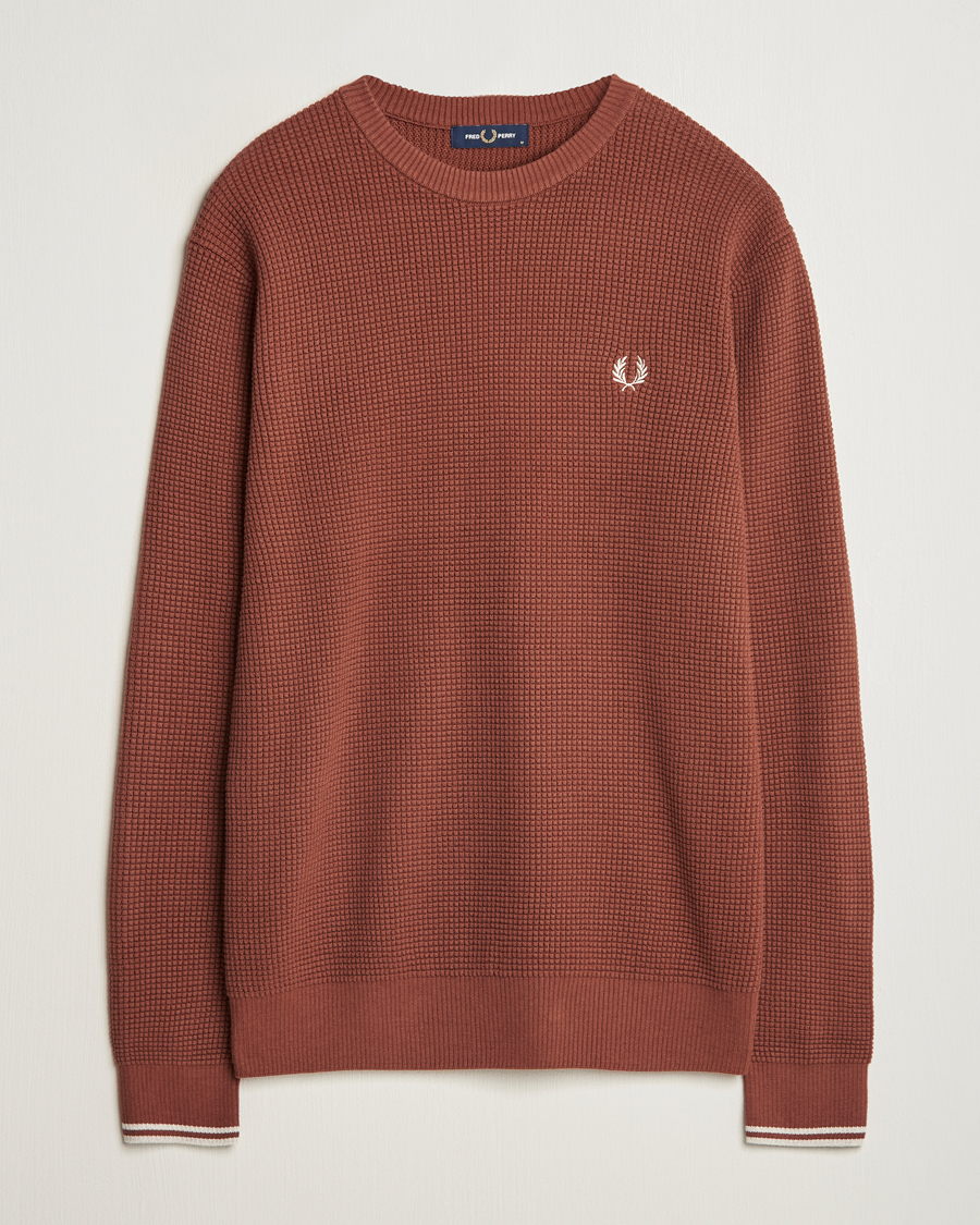 Herren | Pullover | Fred Perry | Waffle Stitch Jumper Whiskey Brown