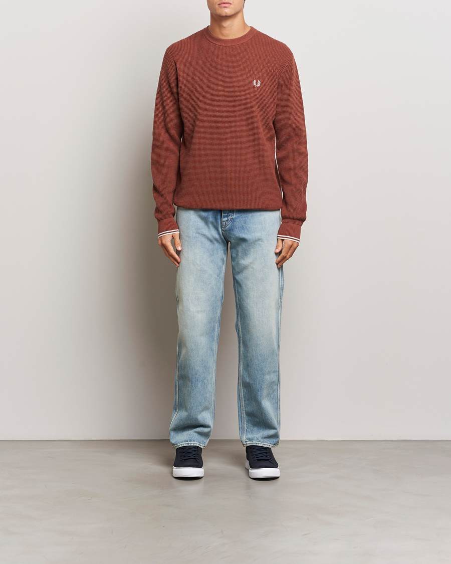 Herren | Pullover | Fred Perry | Waffle Stitch Jumper Whiskey Brown