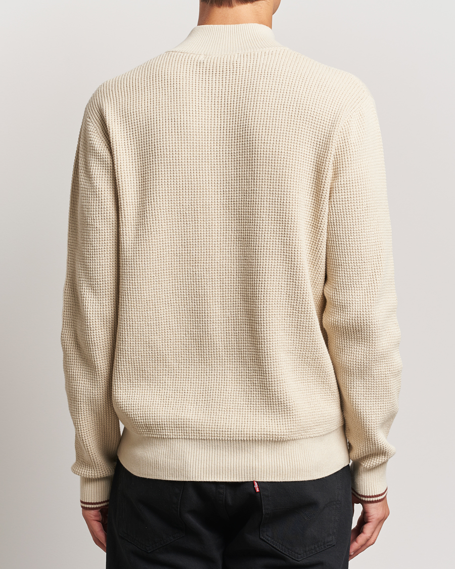 Herren | Pullover | Fred Perry | Waffle Stitch Half Zip Oatmeal