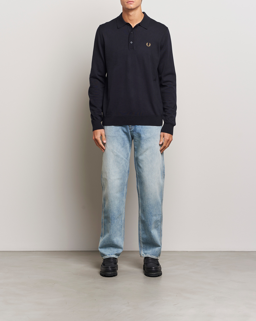 Herren | Pullover | Fred Perry | Knitted Long Sleeve Polo Navy