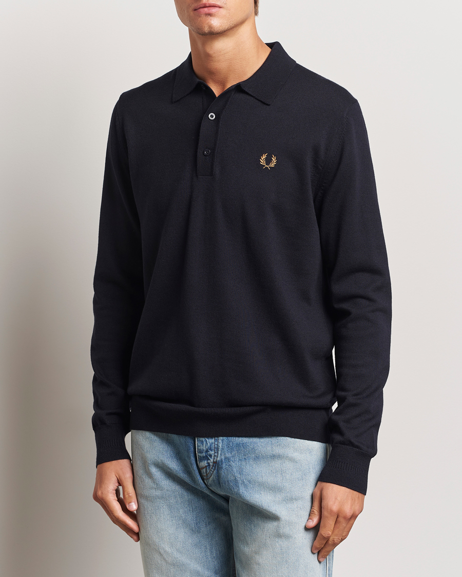 Herren | Pullover | Fred Perry | Knitted Long Sleeve Polo Navy