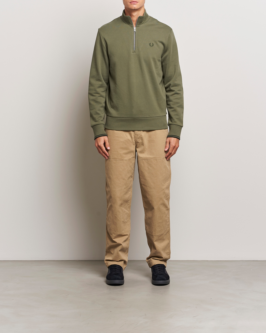 Herren | Pullover | Fred Perry | Half Zip Sweatshirt Laurel Green