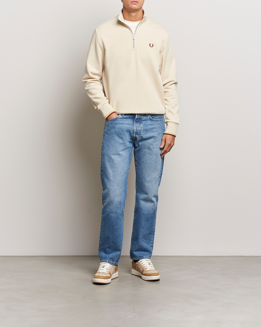 Herren | Pullover | Fred Perry | Half Zip Sweatshirt Oatmeal