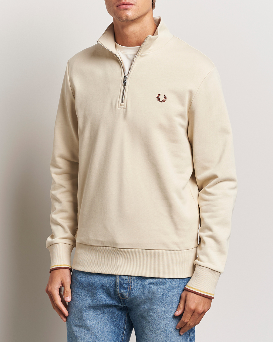 Herren | Pullover | Fred Perry | Half Zip Sweatshirt Oatmeal