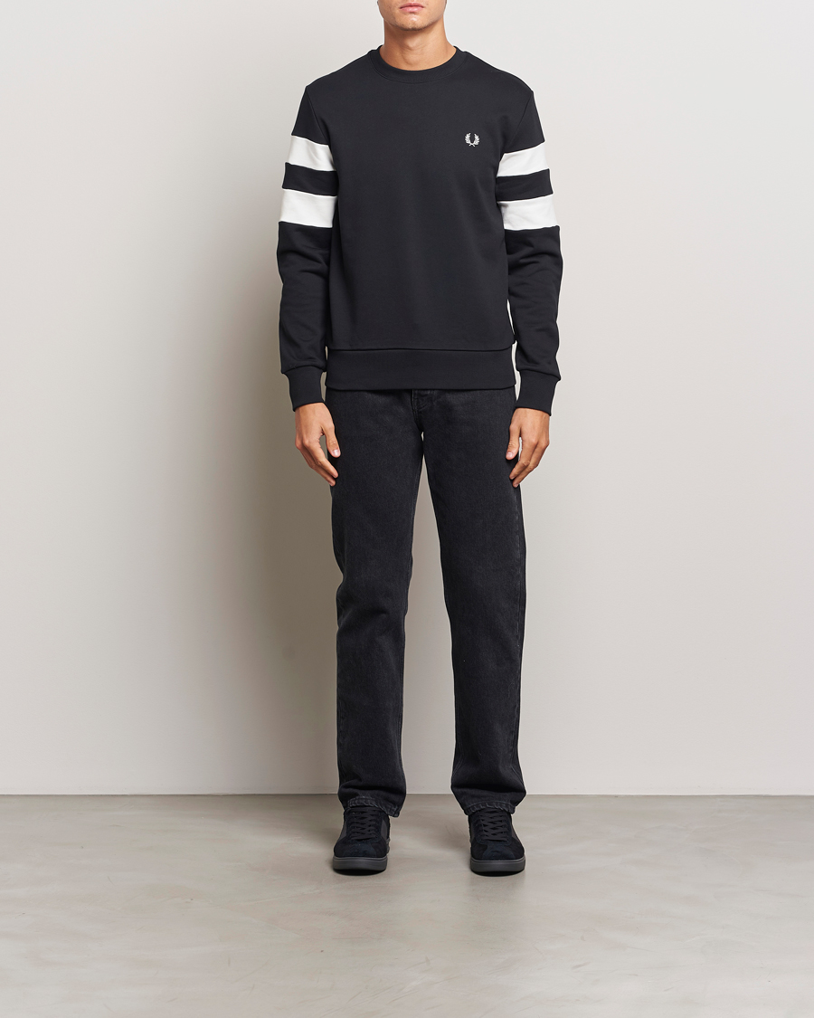Herren | Pullover | Fred Perry | Tipped Sleeve Crew Neck Sweatshirt Black