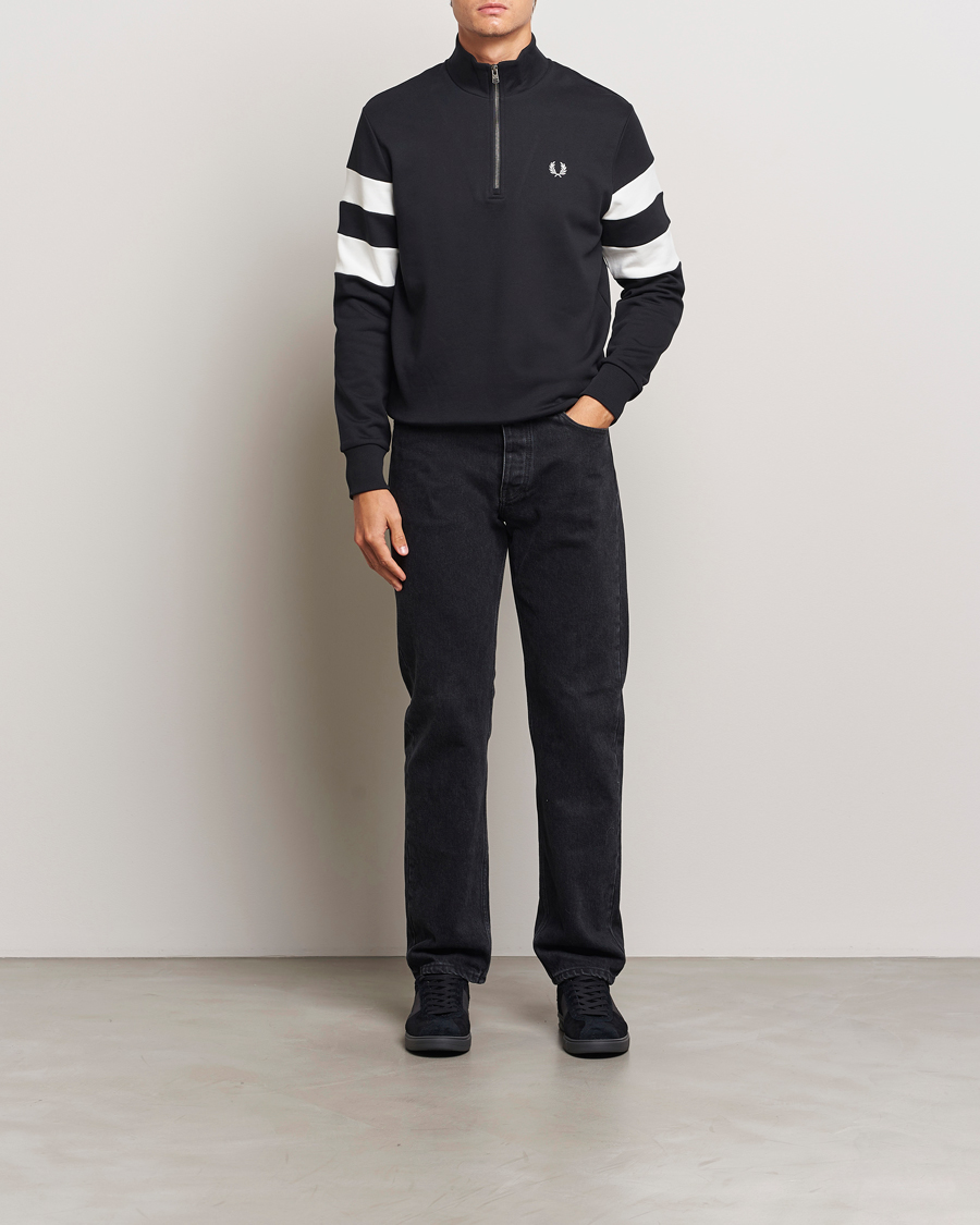 Herren | Pullover | Fred Perry | Tipped Sleeve Half Zip Sweatshirt Black