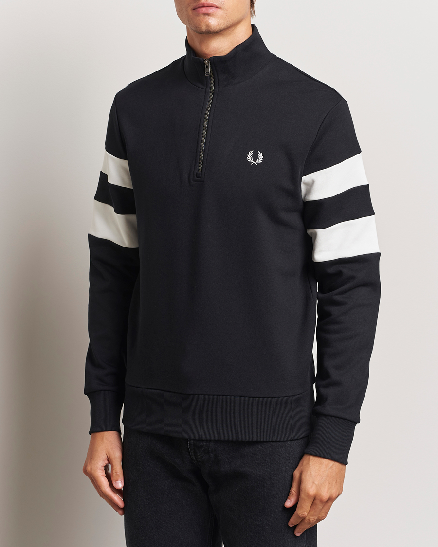 Herren | Pullover | Fred Perry | Tipped Sleeve Half Zip Sweatshirt Black