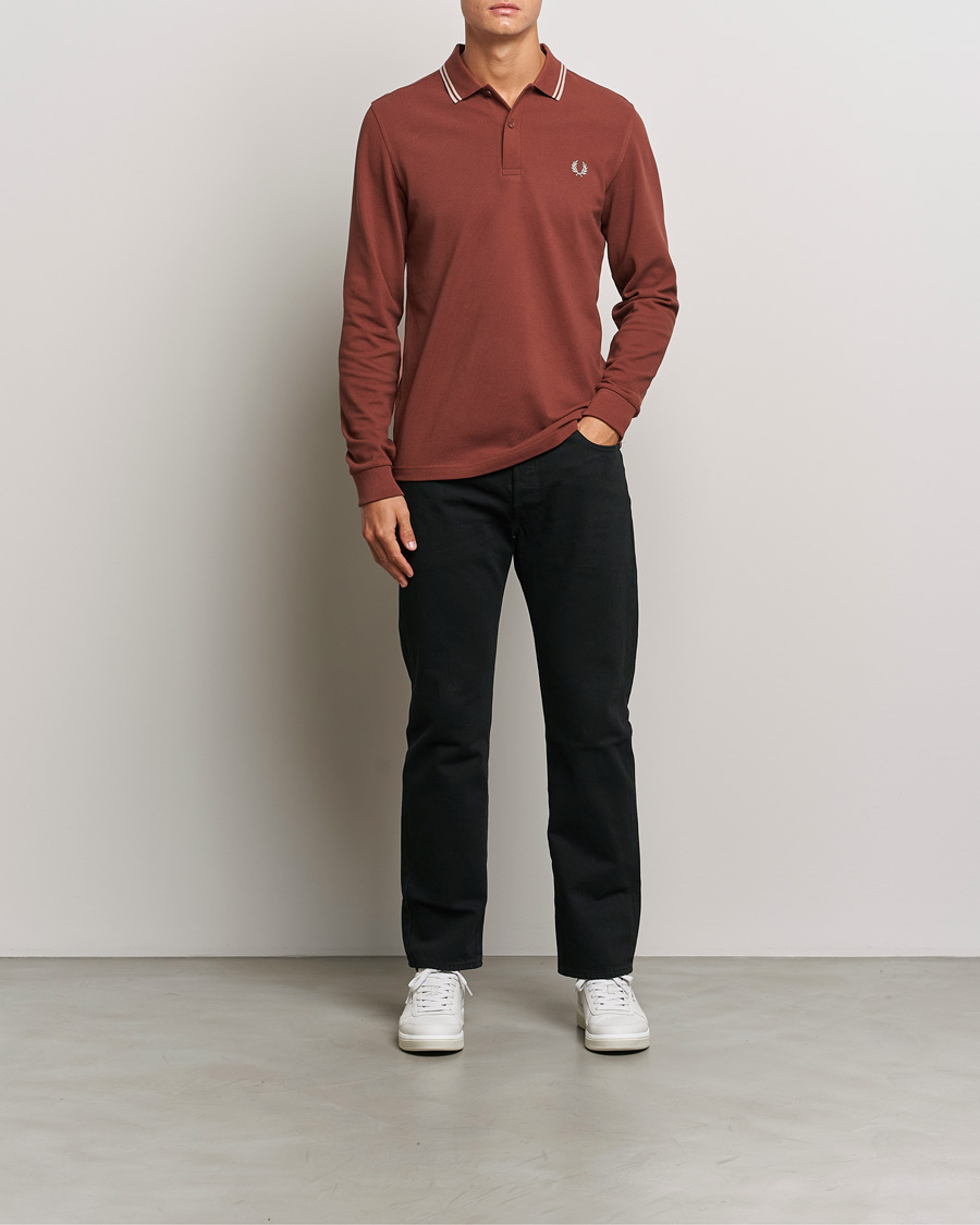 Herren | Pullover | Fred Perry | Twin Tipped Long Sleeve Polo Shirt Whiskey Brown
