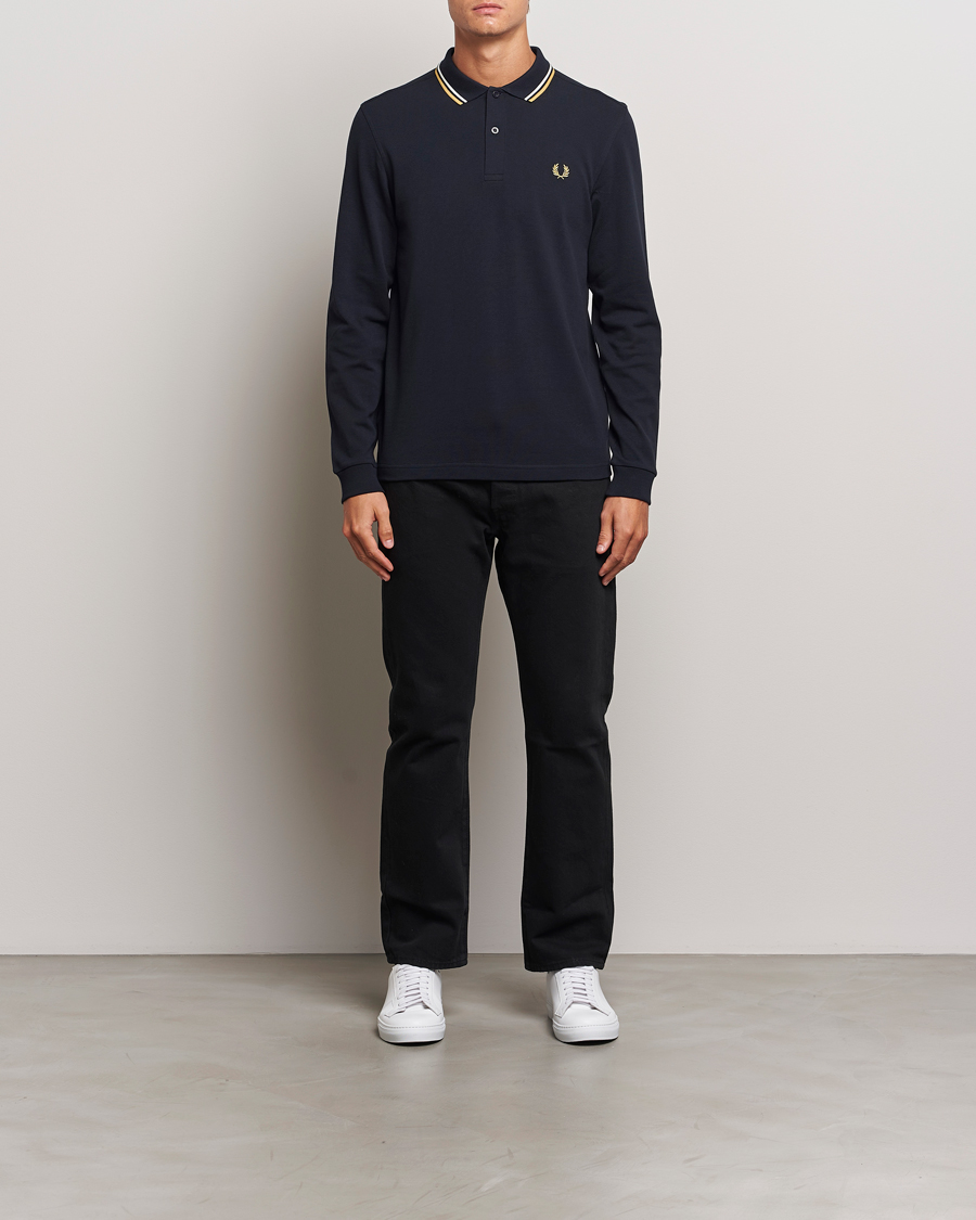 Herren | Pullover | Fred Perry | Twin Tipped Long Sleeve Polo Shirt Navy