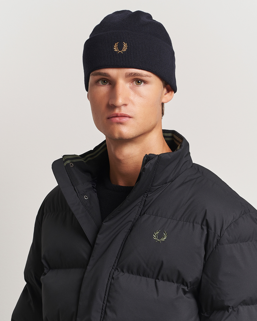 Herren | Fred Perry Merino Wool Beanie Navy | Fred Perry | Merino Wool Beanie Navy
