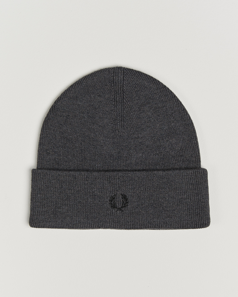 Herren | Fred Perry Merino Wool Beanie Dark Grey Marl | Fred Perry | Merino Wool Beanie Dark Grey Marl