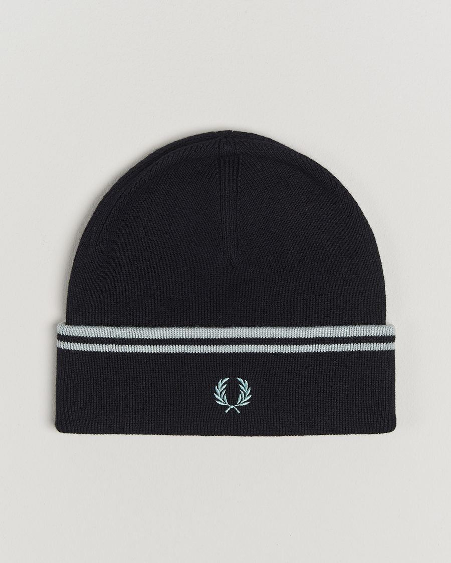 Herren | Fred Perry Twin Tipped Merino Beanie Navy | Fred Perry | Twin Tipped Merino Beanie Navy