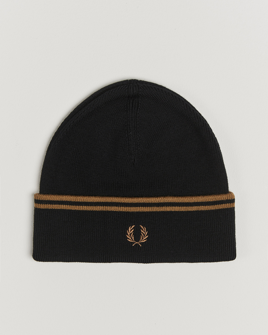 Herren | Fred Perry Twin Tipped Merino Beanie Black | Fred Perry | Twin Tipped Merino Beanie Black