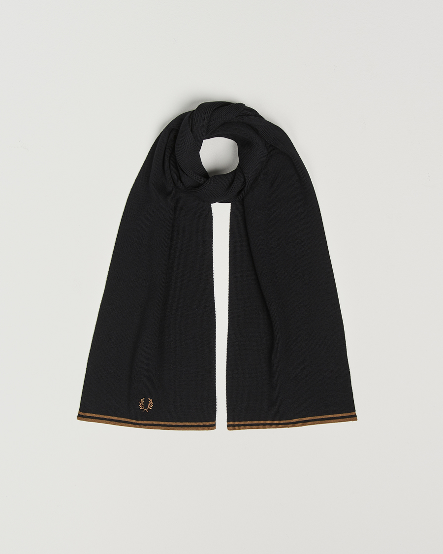 Herren | Fred Perry Twin Tipped Merino Wool Scarf Black | Fred Perry | Twin Tipped Merino Wool Scarf Black
