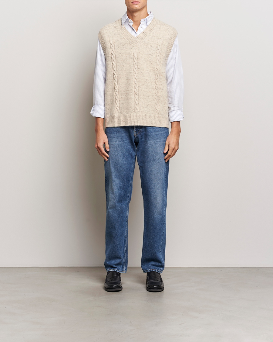 Herren | Pullover | GANT | Cable Knitted V-Neck Vest Seed Melange