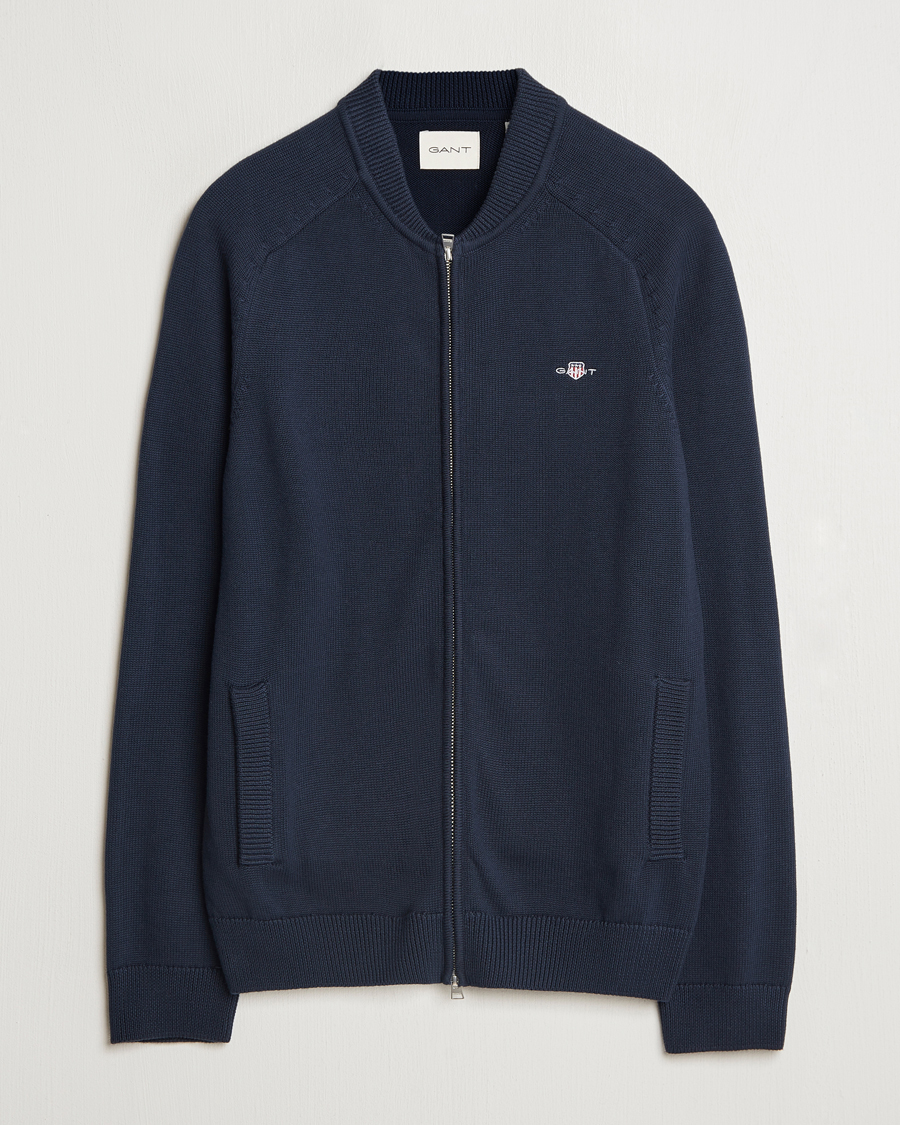 Herren | Pullover | GANT | Casual Cotton Bomber Cardigan Evening Blue