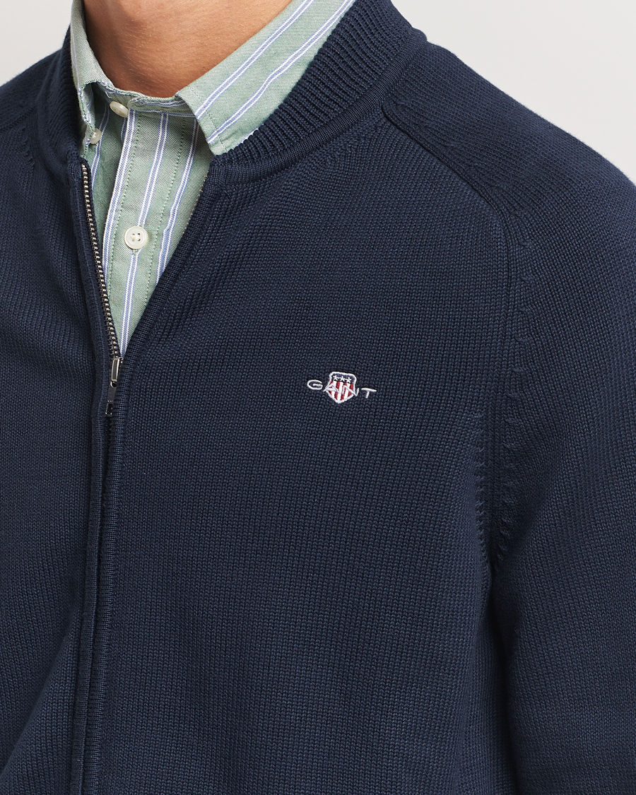 Herren | Pullover | GANT | Casual Cotton Bomber Cardigan Evening Blue