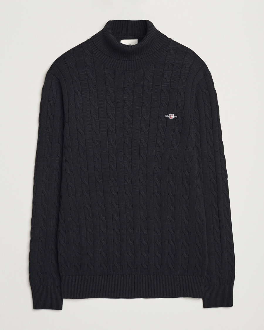 Herren | Pullover | GANT | Cotton Cable Turtle Neck Black