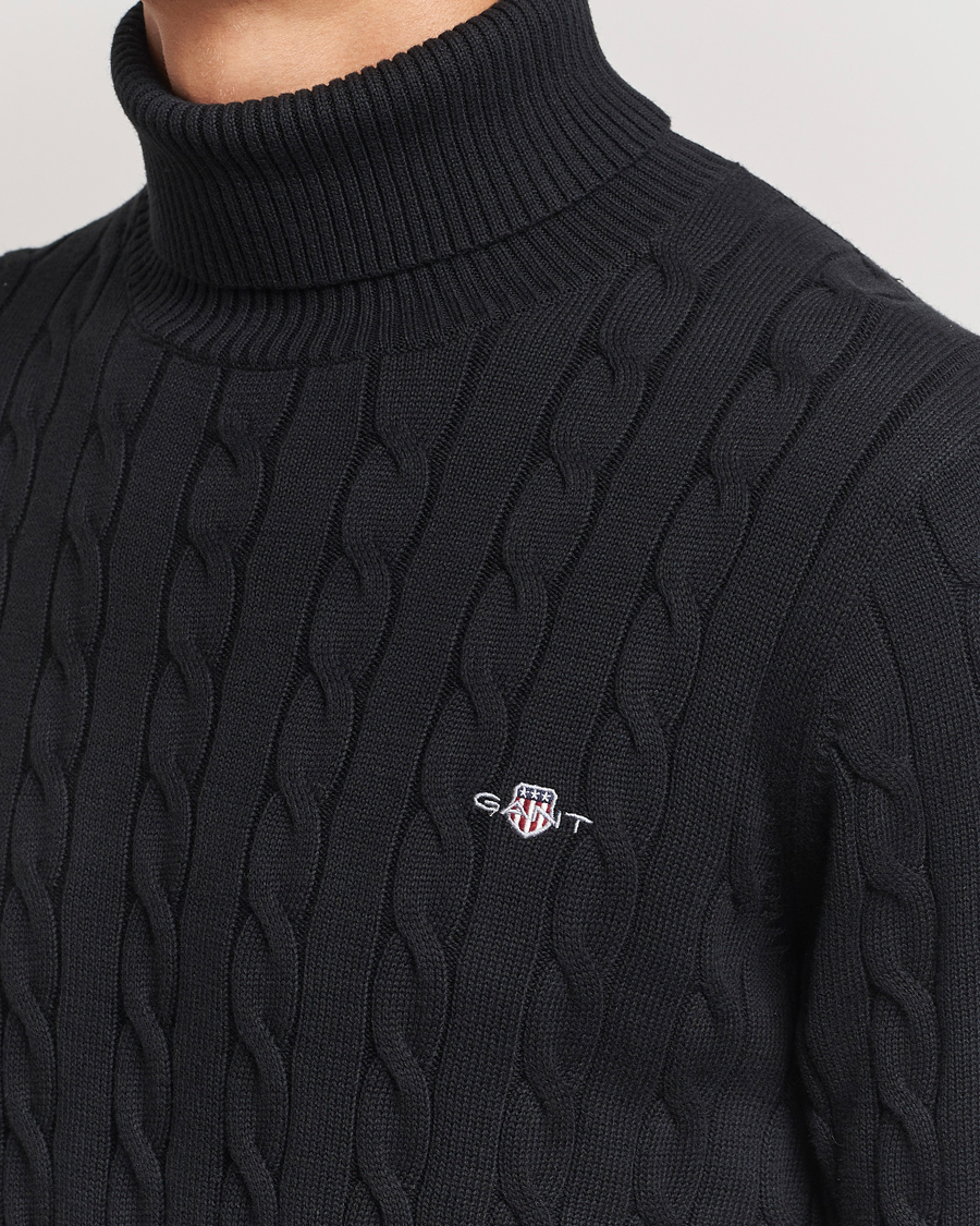 Herren | Pullover | GANT | Cotton Cable Turtle Neck Black