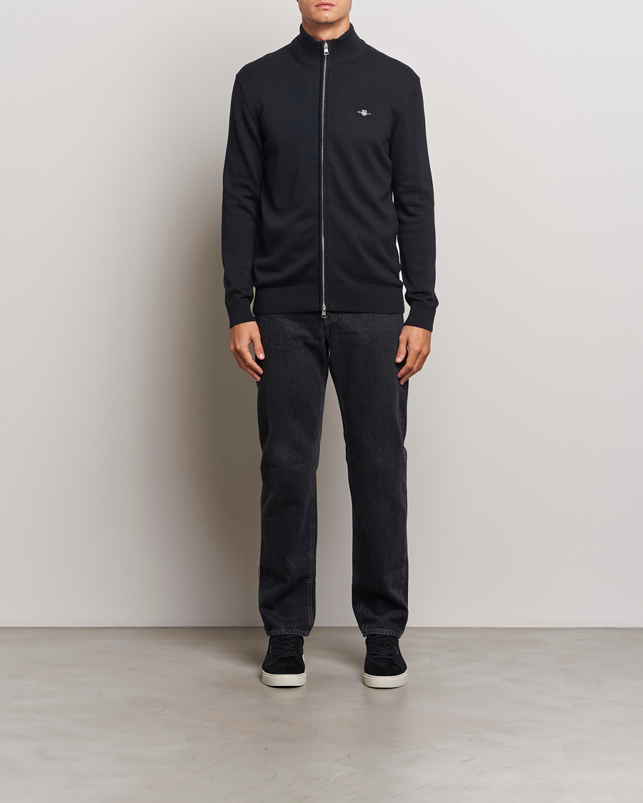 Herren | Pullover | GANT | Cotton Full Zip Cardigan Black