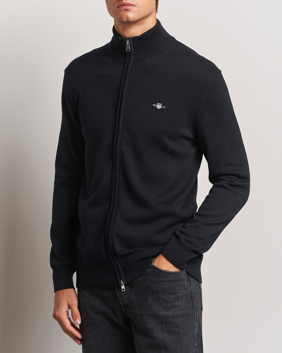 Herren | Pullover | GANT | Cotton Full Zip Cardigan Black