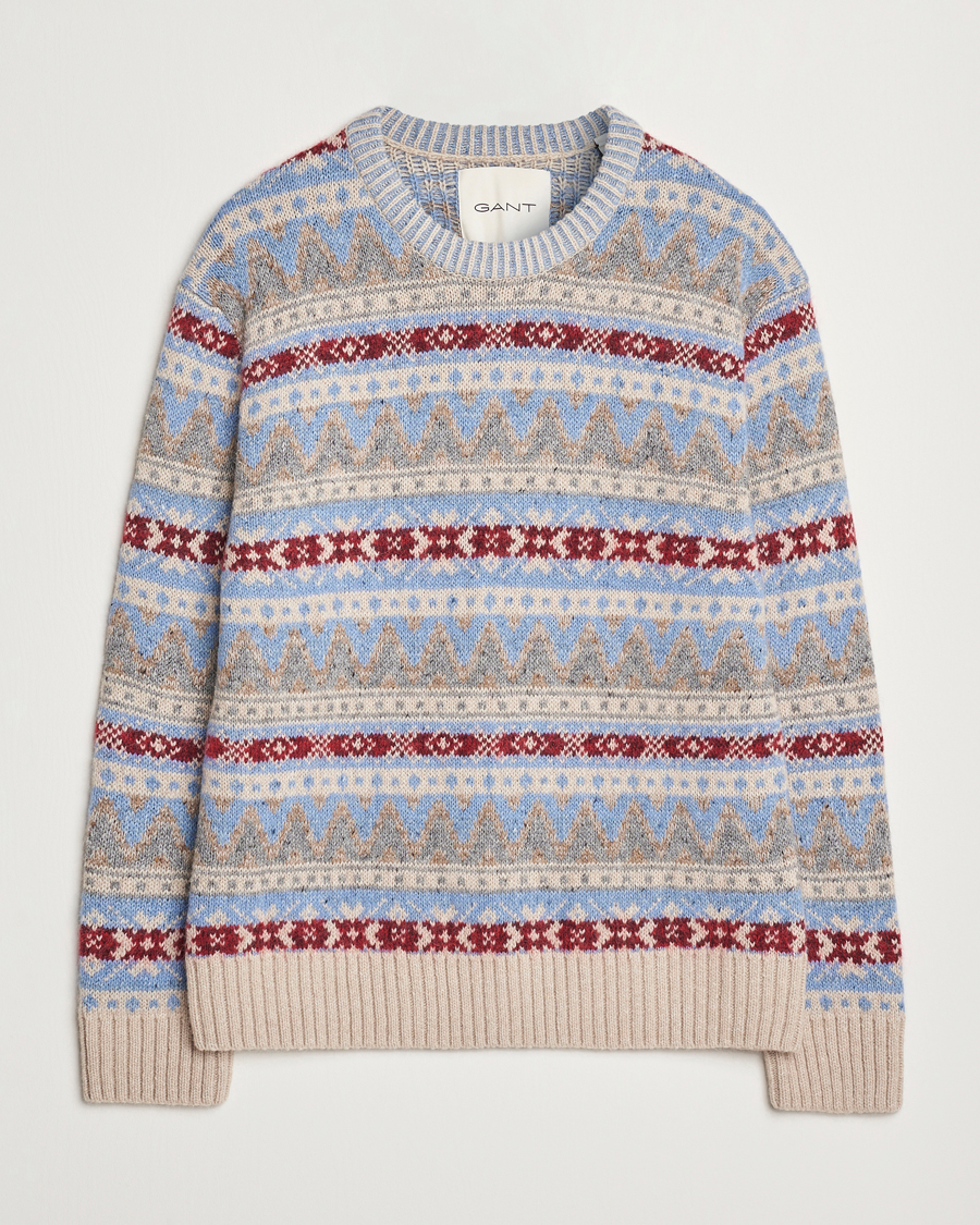 Herren | Pullover | GANT | Fair Isle Crew Neck Clear Sky