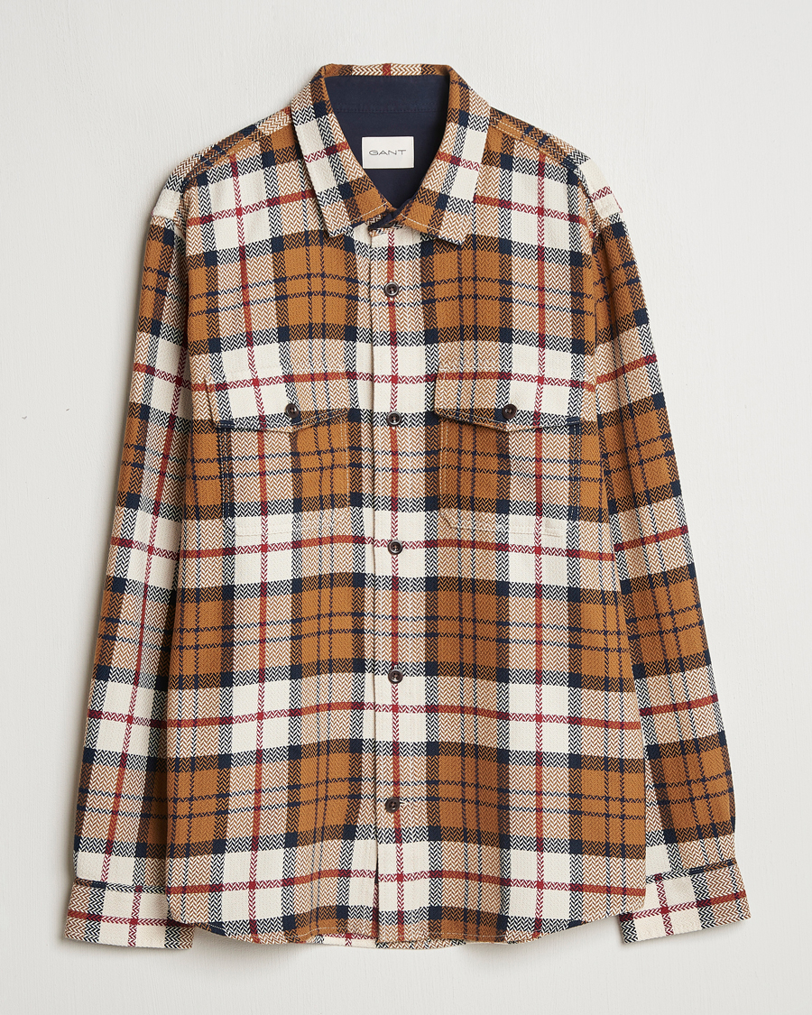 Herren | Hemden | GANT | Herringbone Checked Overshirt Warm Earth