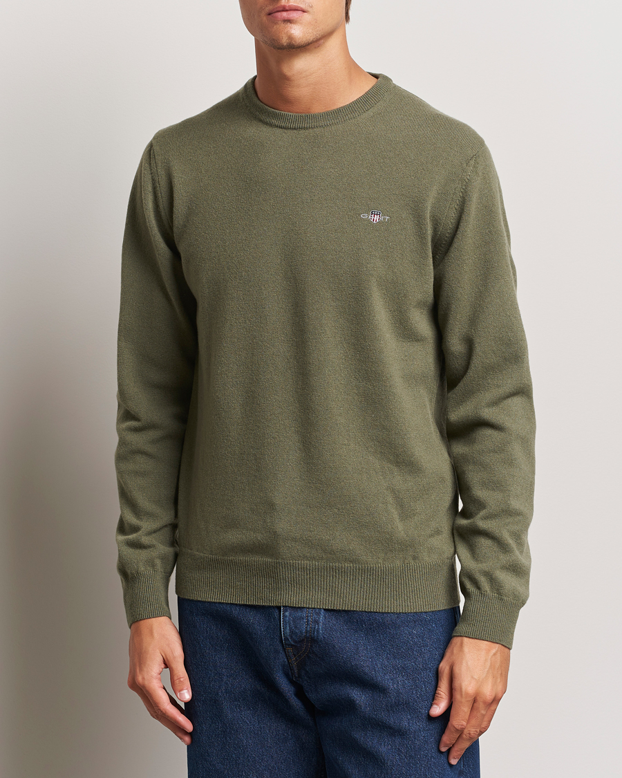 Herren | Pullover | GANT | Lambswool Crew Neck Pullover Juniper Green