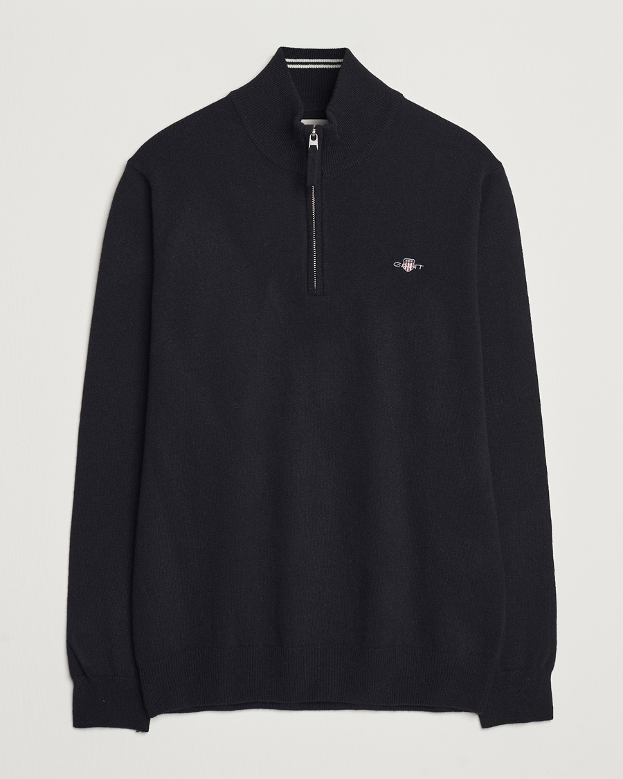 Herren | Pullover | GANT | Lamsbwool Half Zip Black