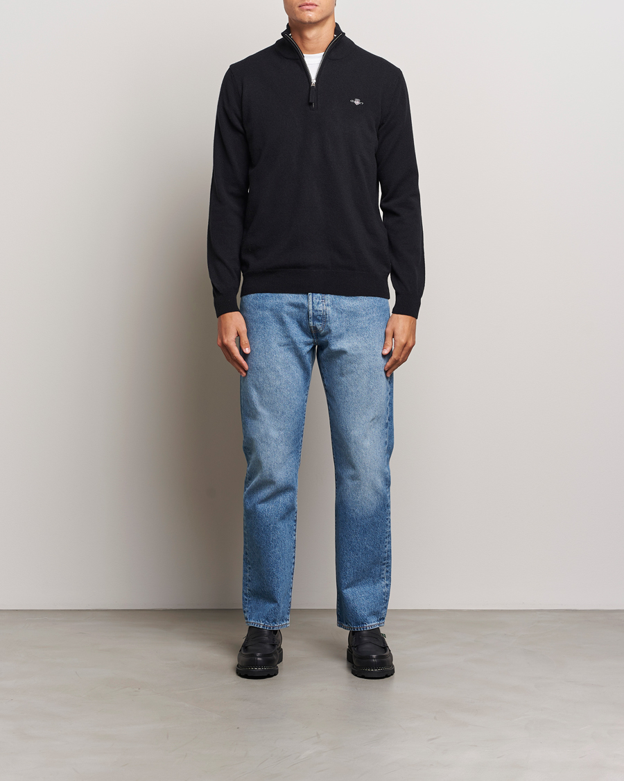 Herren | Pullover | GANT | Lamsbwool Half Zip Black