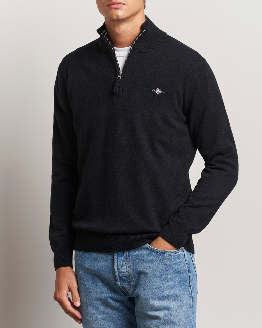 Herren | Pullover | GANT | Lamsbwool Half Zip Black
