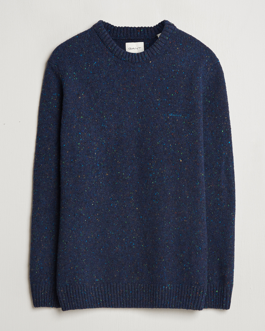 Herren | Pullover | GANT | Neps Wool Crew Neck Evening Blue
