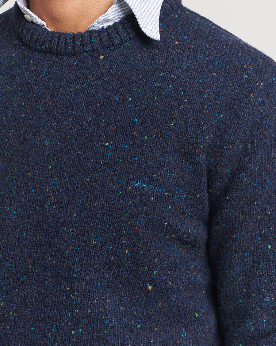 Herren | Pullover | GANT | Neps Wool Crew Neck Evening Blue