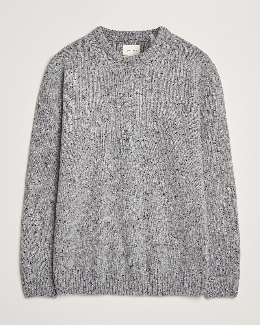 Herren | Pullover | GANT | Neps Wool Crew Neck Grey Melange