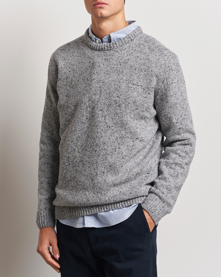 Herren | Pullover | GANT | Neps Wool Crew Neck Grey Melange
