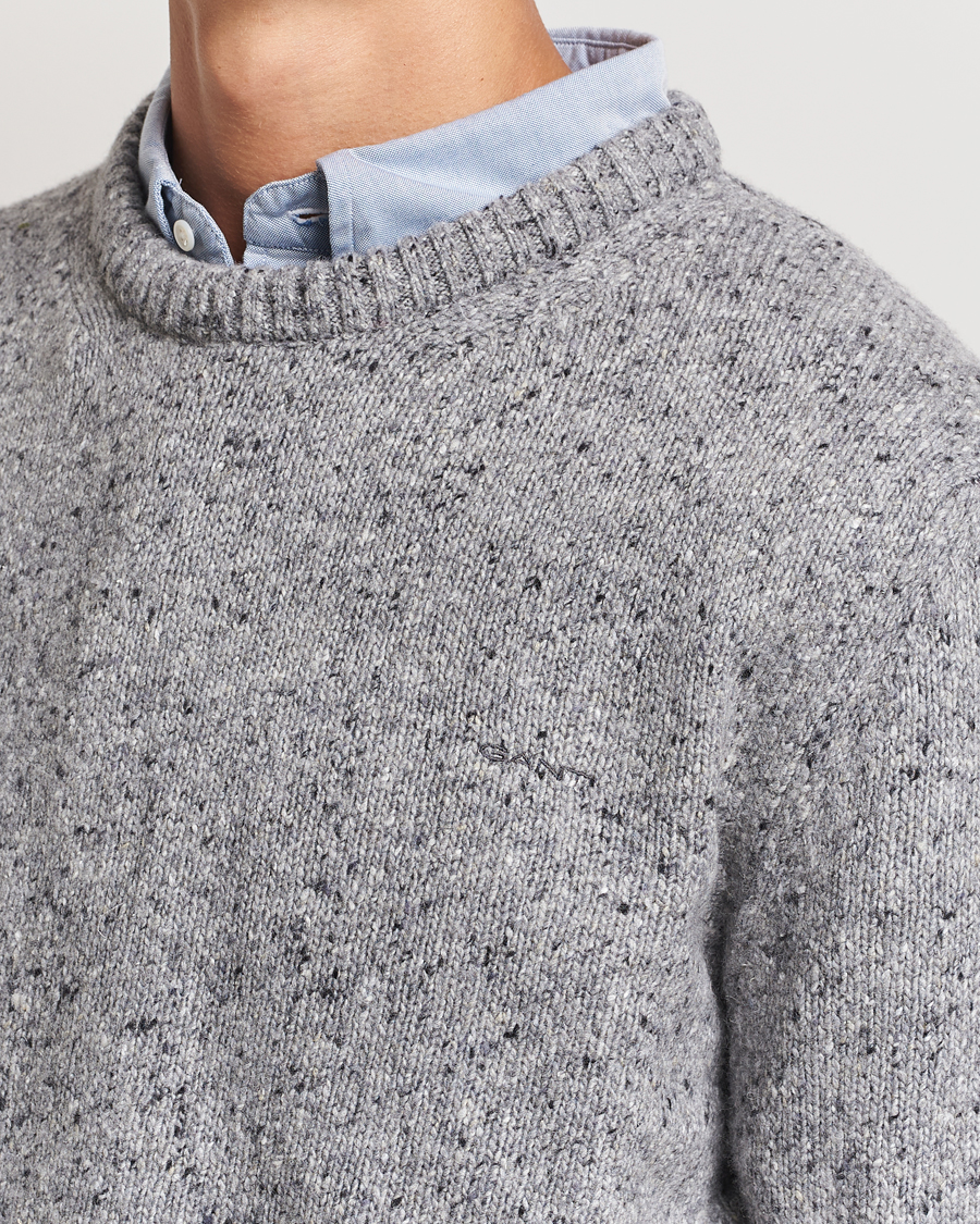 Herren | Pullover | GANT | Neps Wool Crew Neck Grey Melange