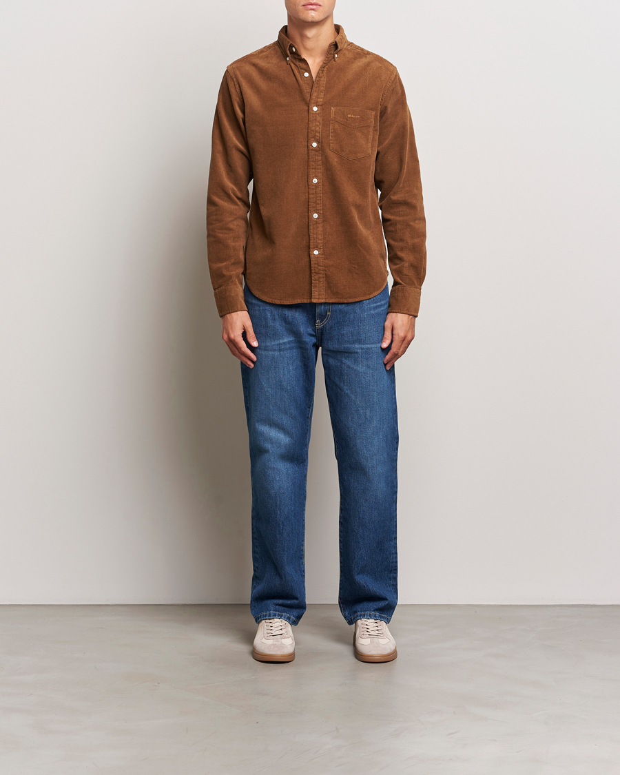 Herren | Hemden | Gant | Regular Fit Corduroy Shirt Brown Melange