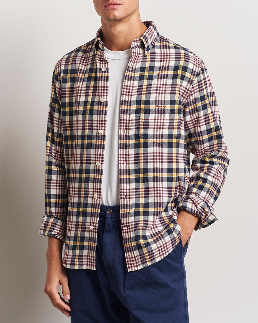 Herren | Hemden | Gant | Regular Flannel Plaid Shirt Cream