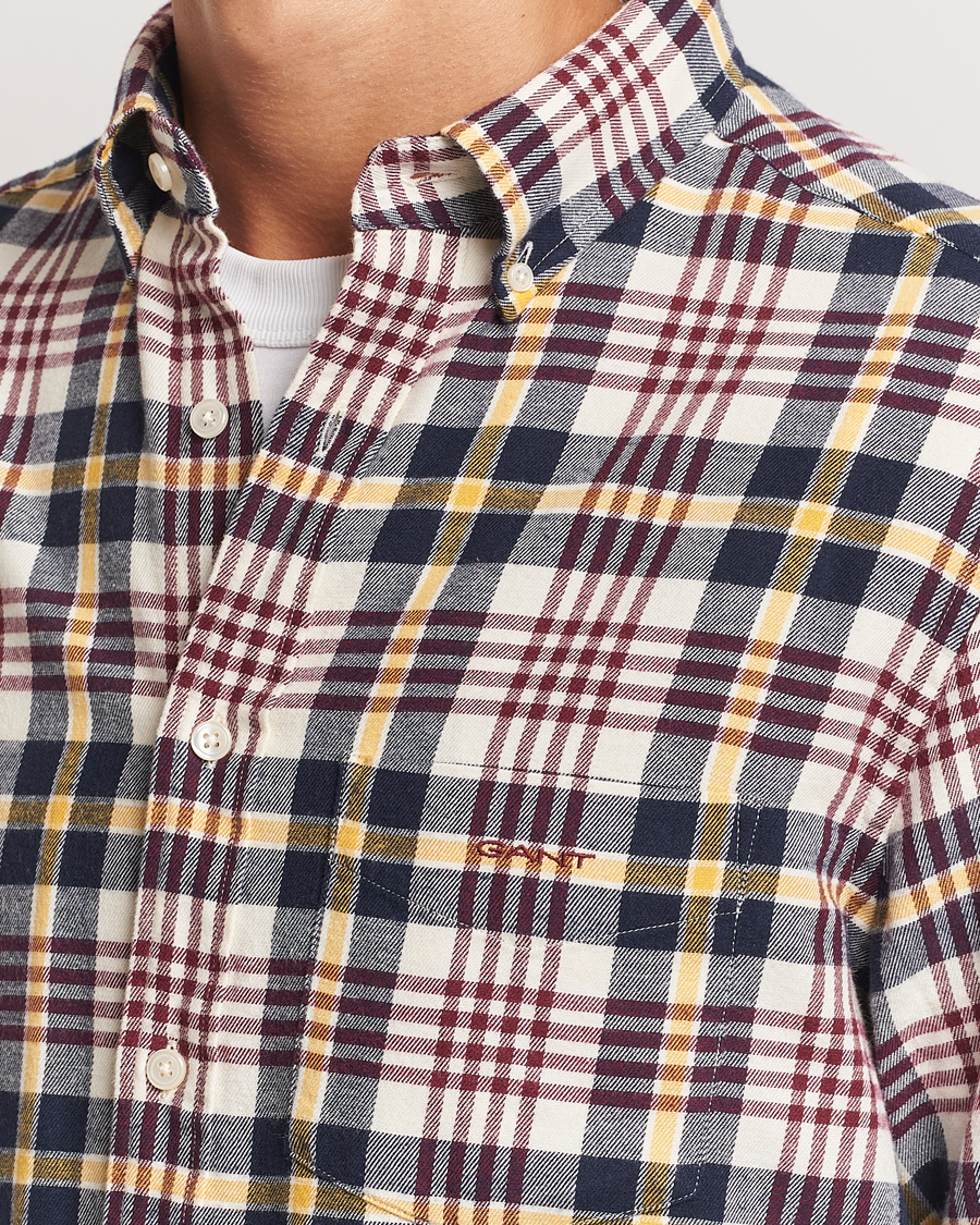 Herren | Hemden | Gant | Regular Flannel Plaid Shirt Cream