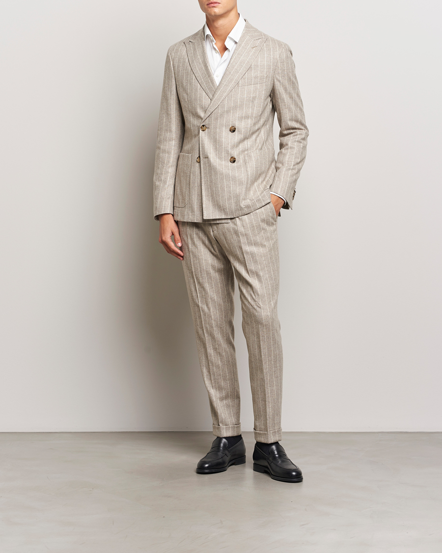 Herren | Anzüge | BOSS BLACK | Hanry Wool Pinstriped Suit Light Beige