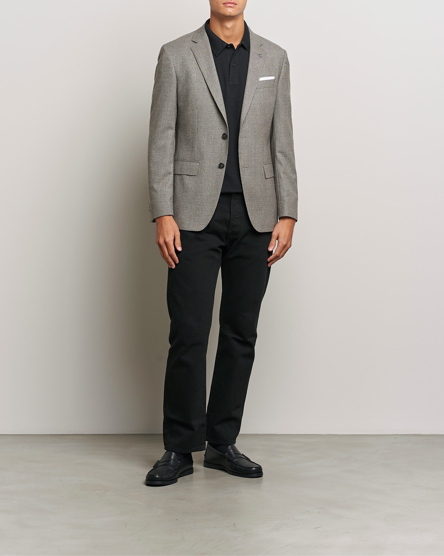 Herren | Sakkos | BOSS BLACK | Hutson Wool Dogtooth Blazer Open White