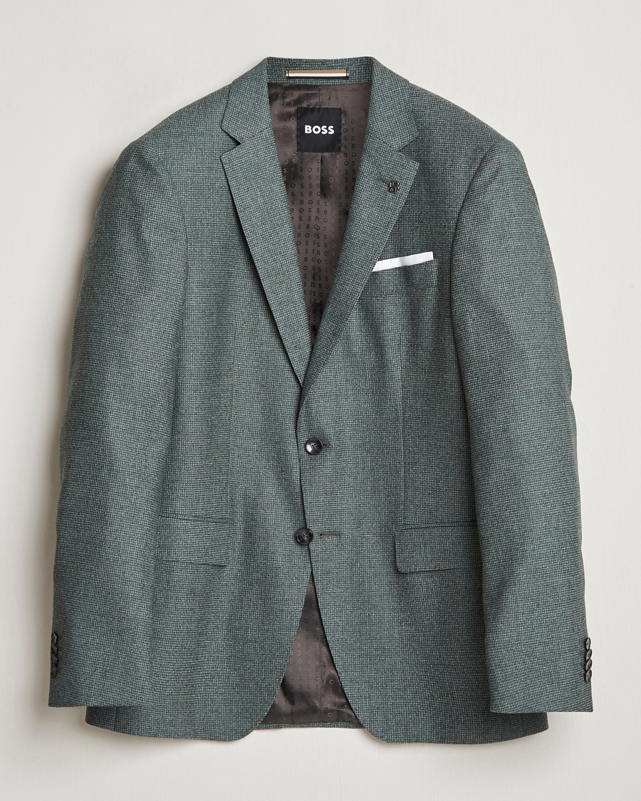 Herren | Sakkos | BOSS BLACK | Hutson Wool Dogtooth Blazer Light Green