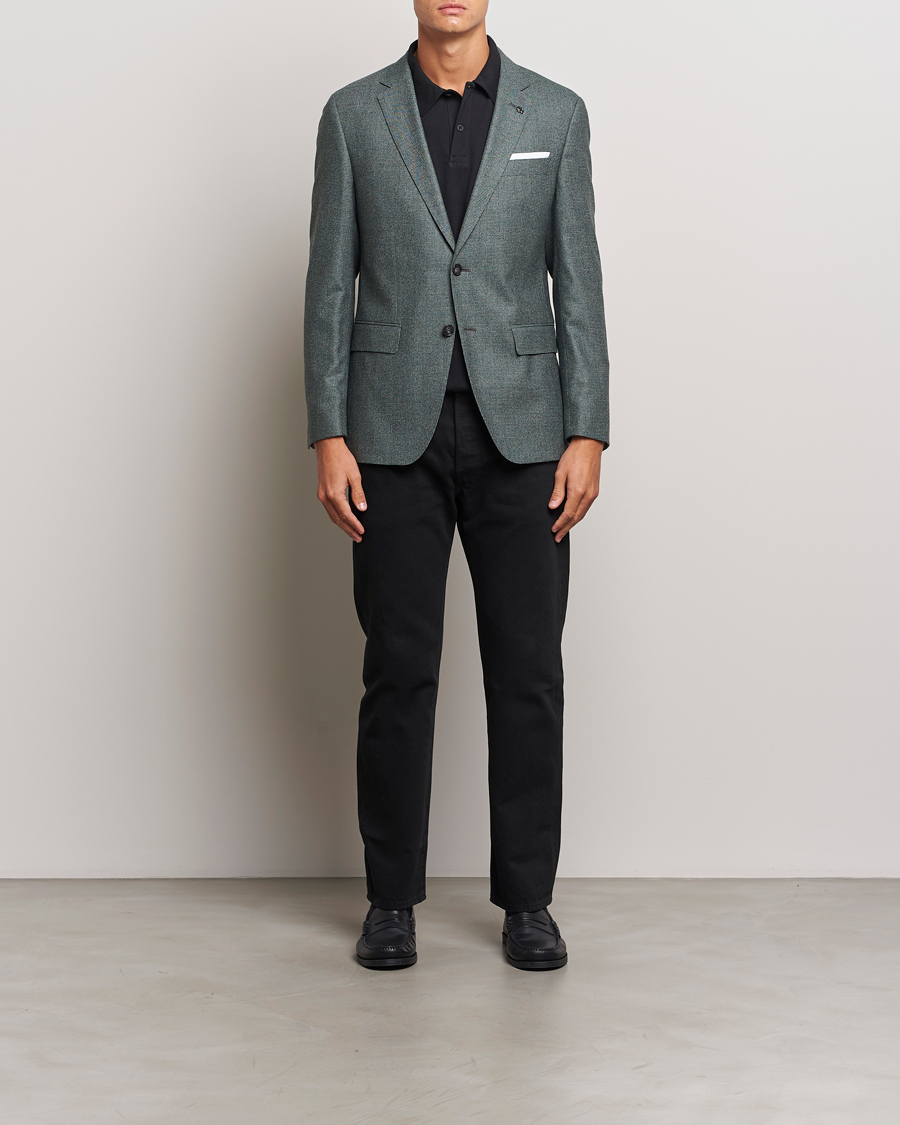 Herren | Sakkos | BOSS BLACK | Hutson Wool Dogtooth Blazer Light Green