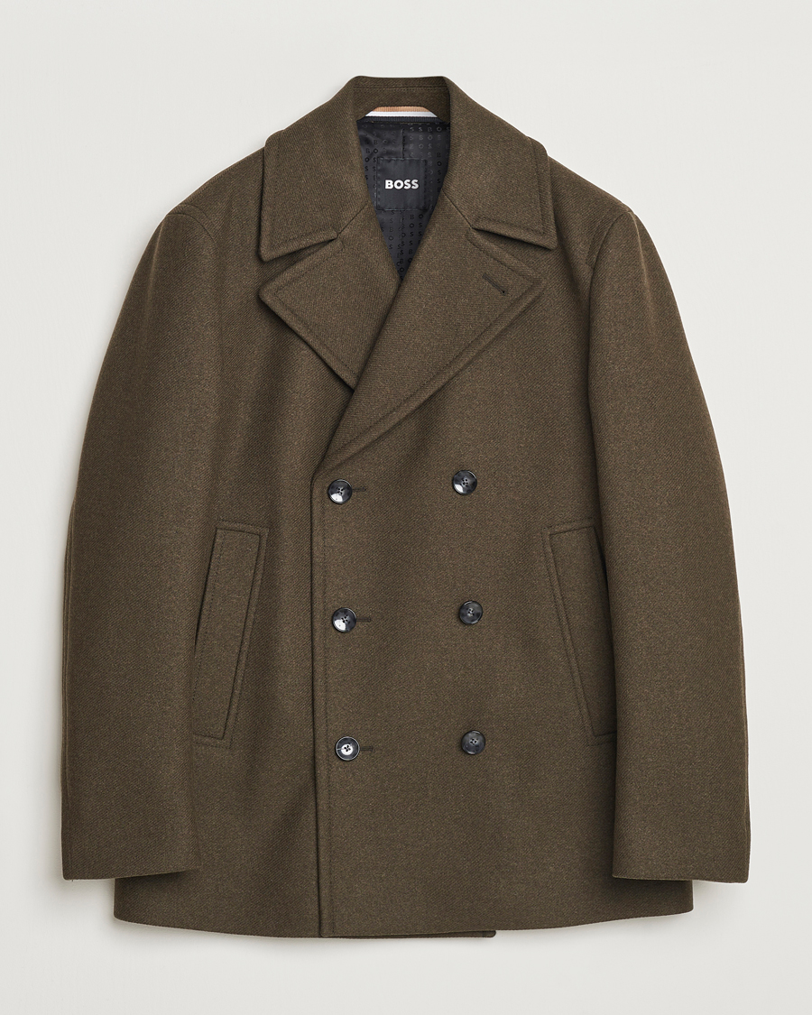 Herren | Jacken | BOSS BLACK | Clay Wool Peacoat Open Green