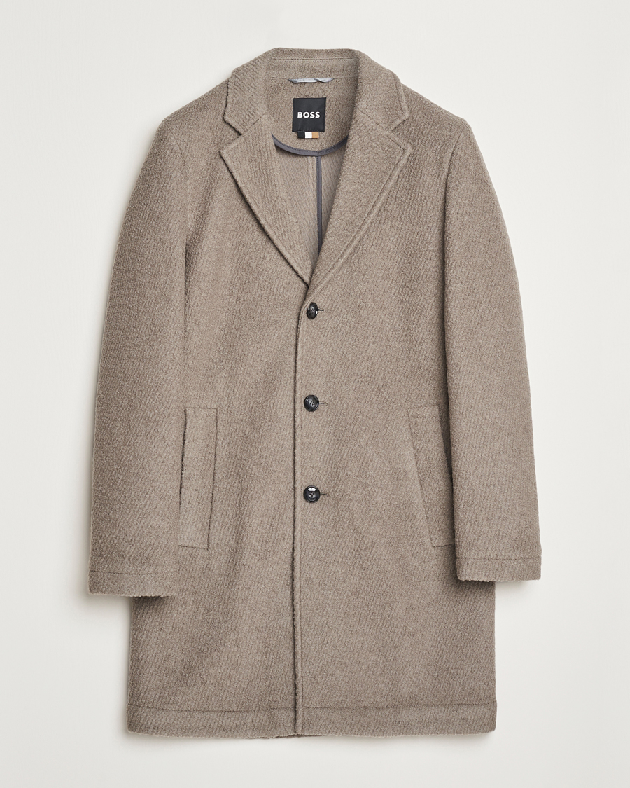 Herren | Jacken | BOSS BLACK | Hyde Structured Wool Coat Dark Beige