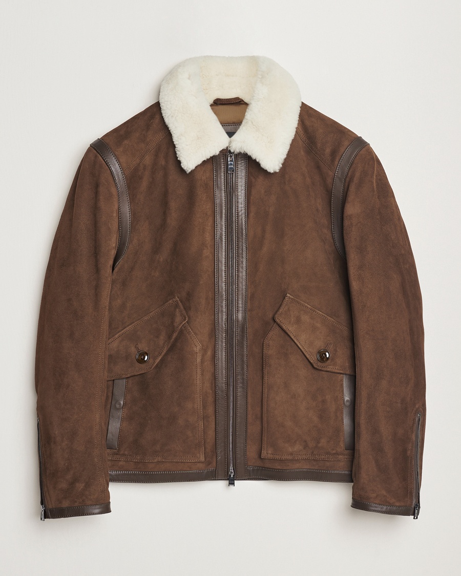 Herren | Jacken | BOSS BLACK | Montel Suede Searling Bomber Jacket Brown
