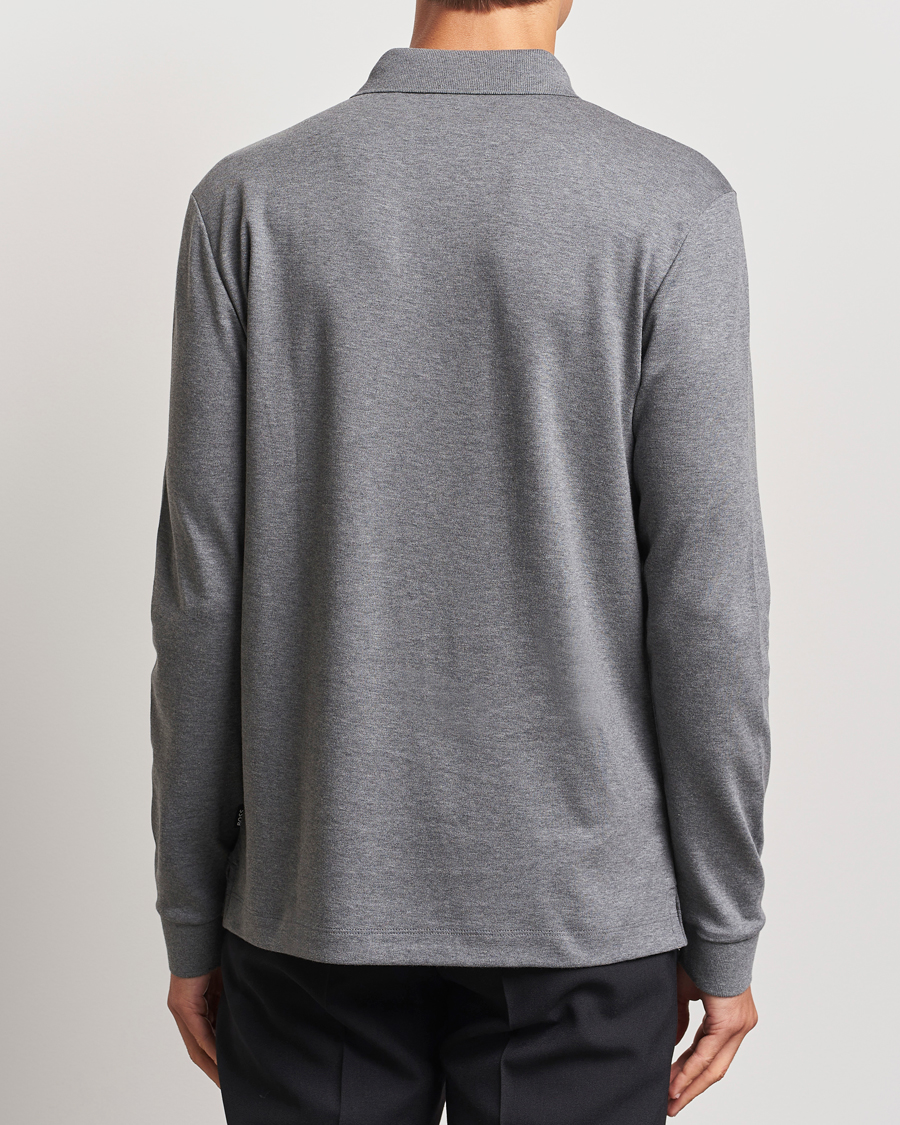 Herren | Pullover | BOSS BLACK | Pado Mercerized Long Sleeve Polo Medium Grey