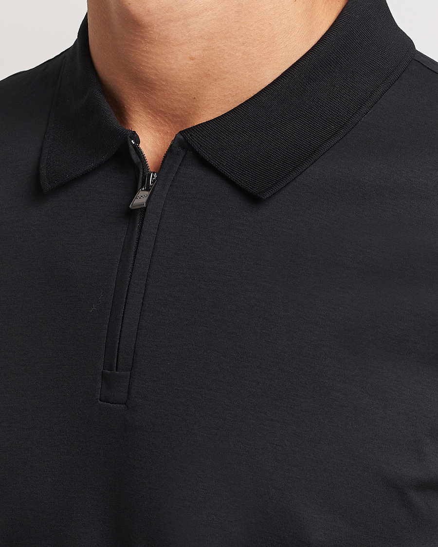 Herren | Poloshirts | BOSS BLACK | Paras Mercerized Half Zip Polo Black