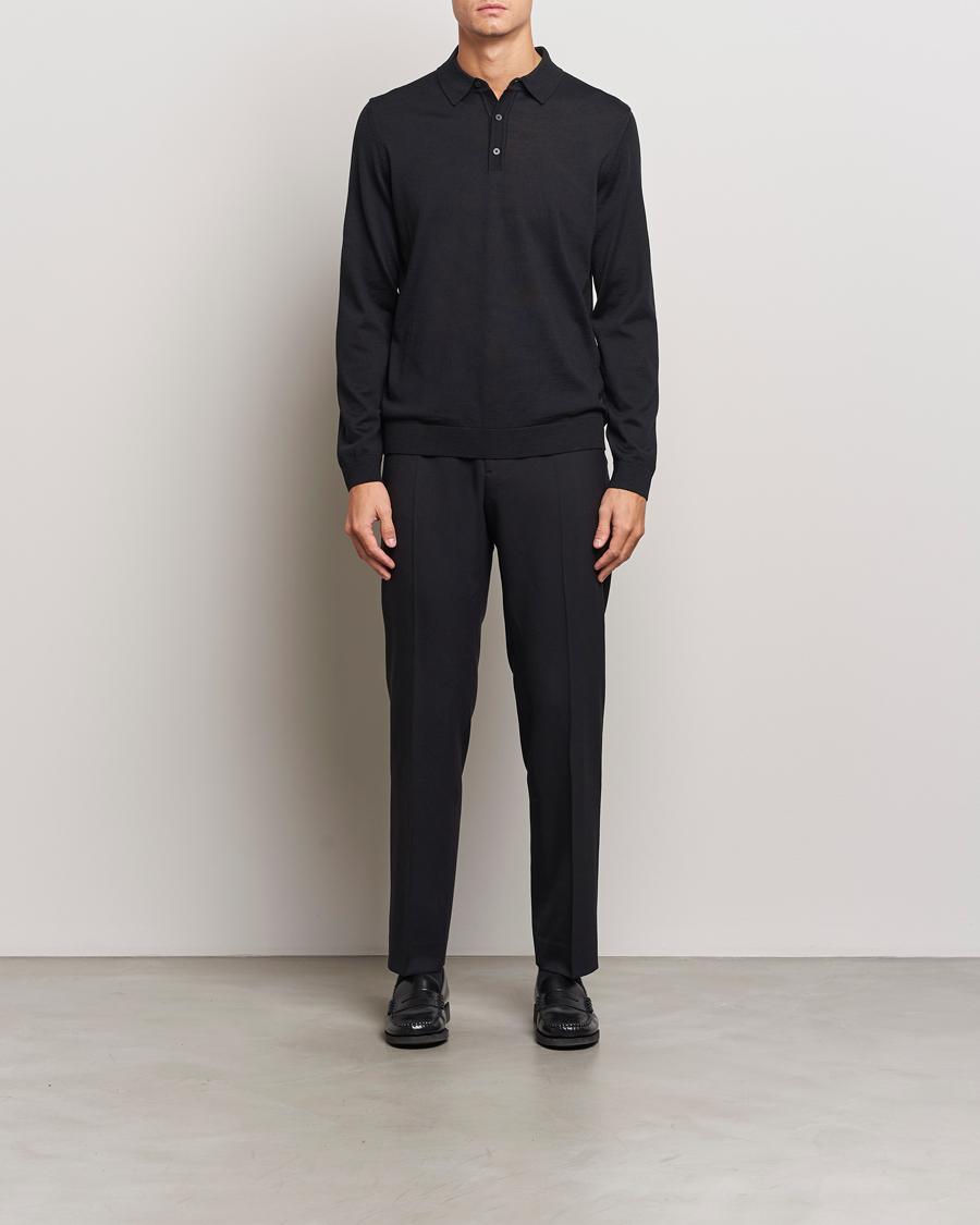 Herren | Pullover | BOSS BLACK | Lancione Merino Knitted Polo Black