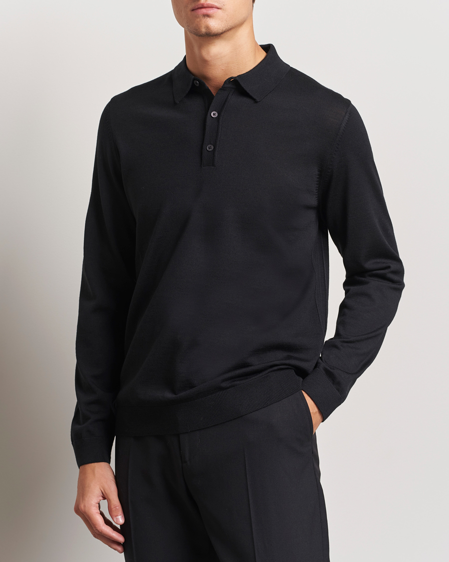 Herren | Pullover | BOSS BLACK | Lancione Merino Knitted Polo Black